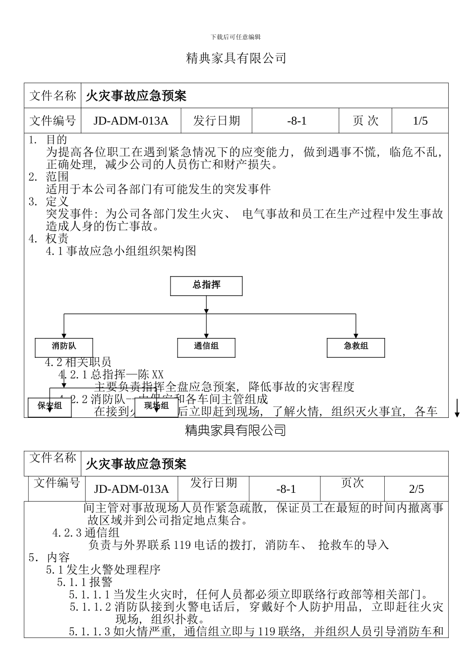 火灾应急预案样本样本_第1页
