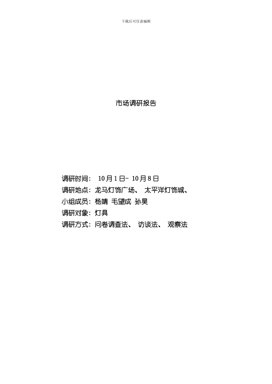 灯具调研报告样本_第1页