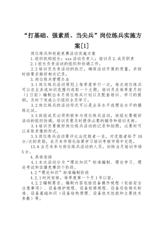 “打基础、强素质、当尖兵”岗位练兵实施方案[1]