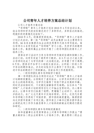 公司青年人才培养方案总结计划_1