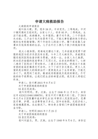 申请大病救助报告