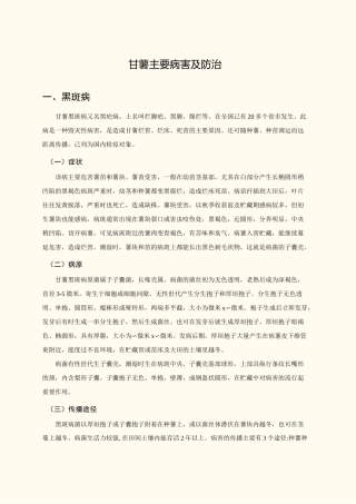 甘薯主要病害及防治