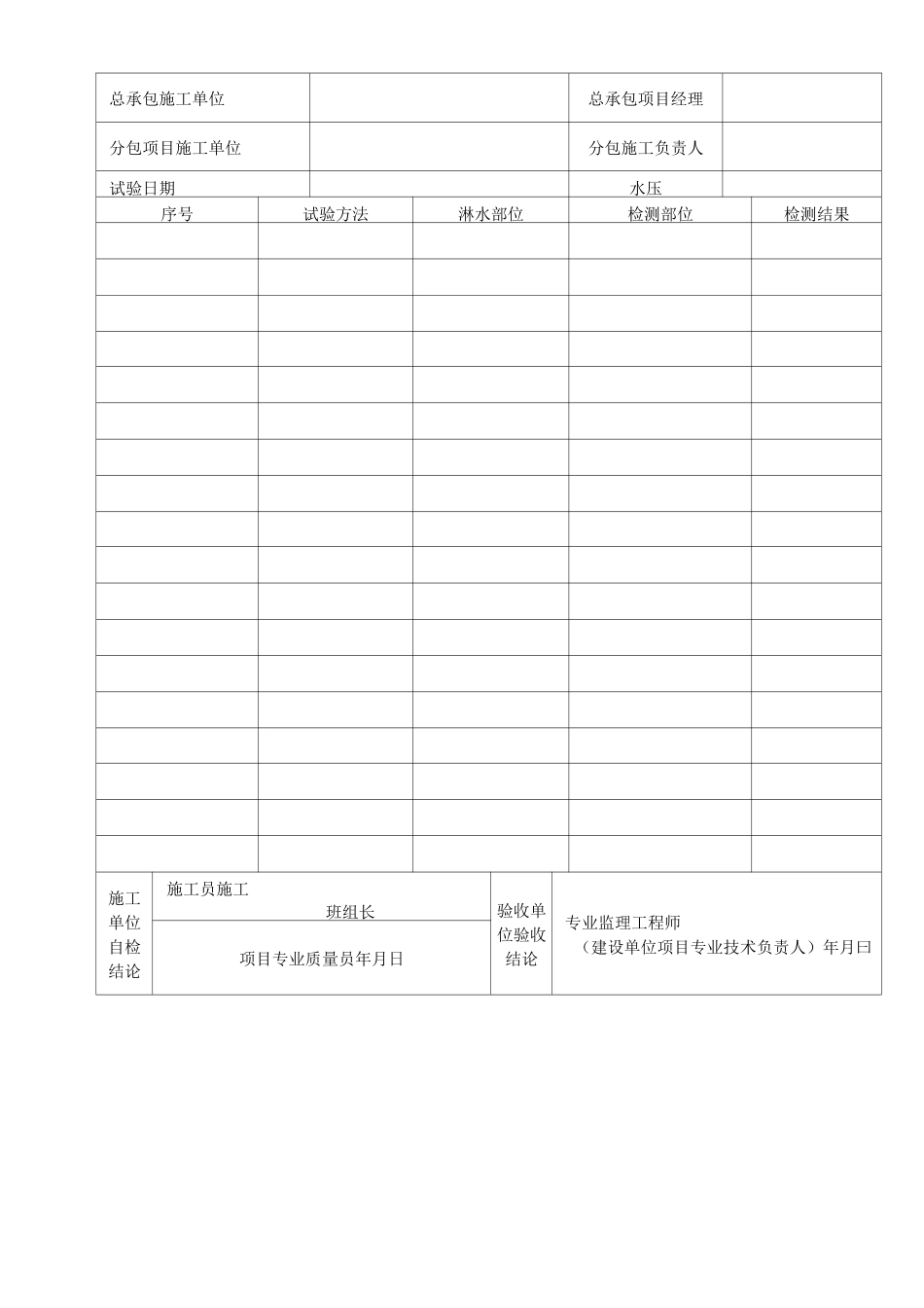 外墙门窗淋水试验记录表_第2页