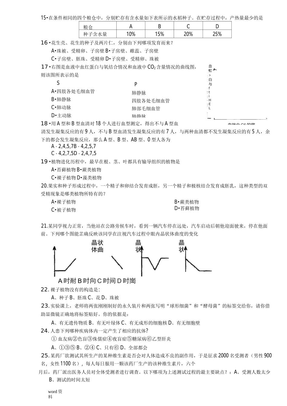 初中生物竞赛考试题_第3页