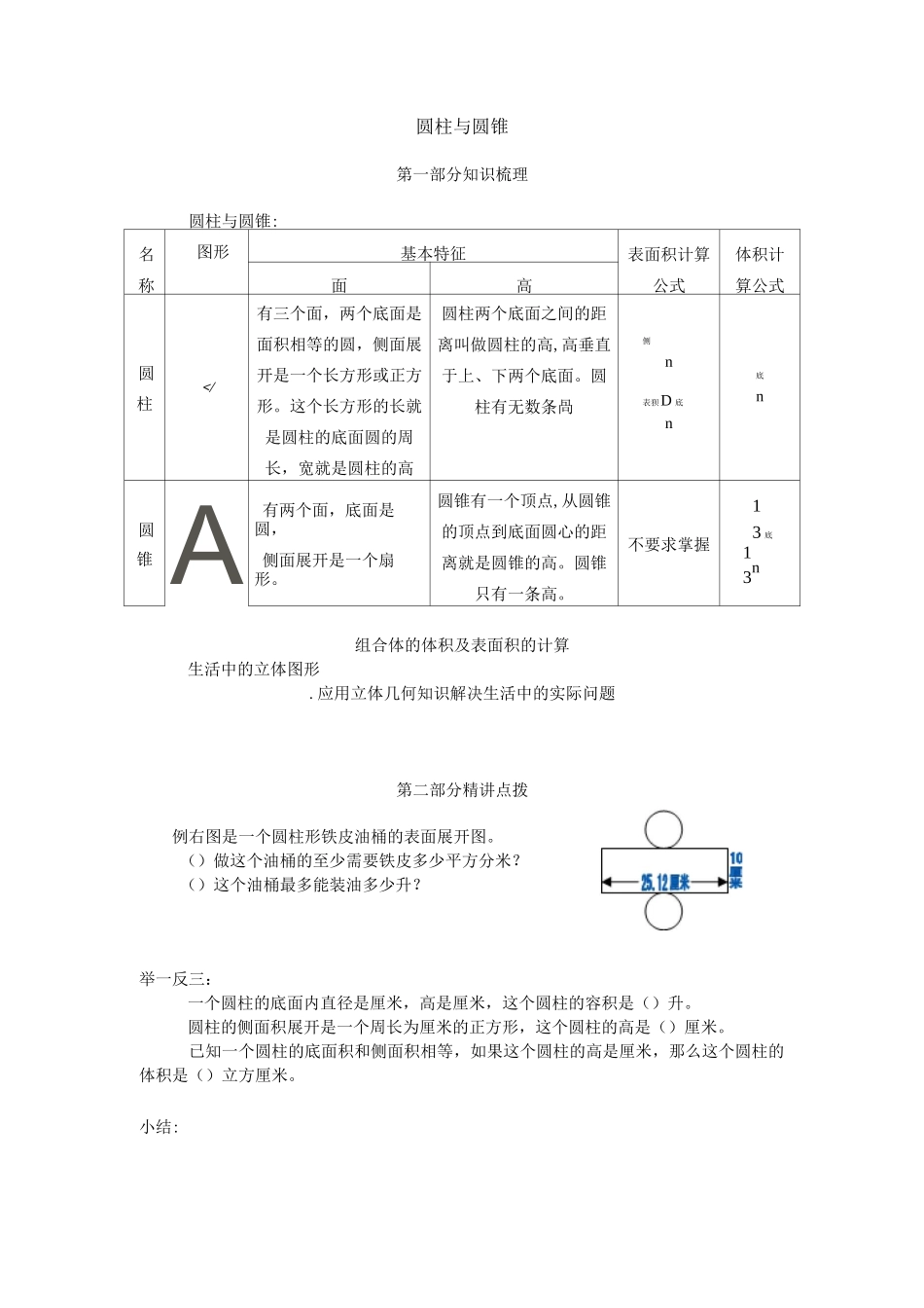 圆柱与圆锥 无答案.小升初立体图形训练-圆柱与圆锥 无答案_第1页