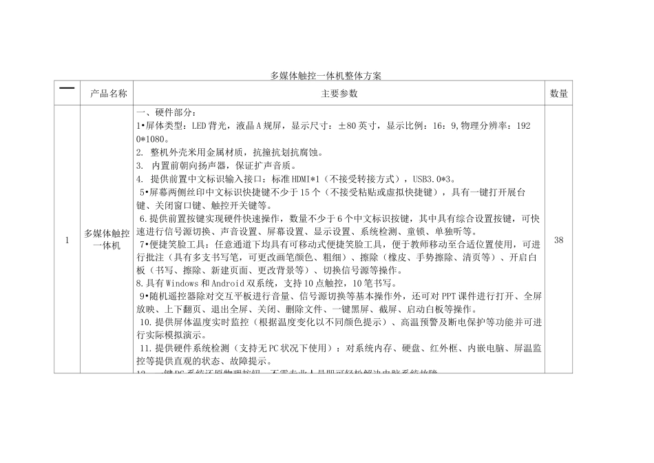 多媒体触控一体机整体方案_第1页