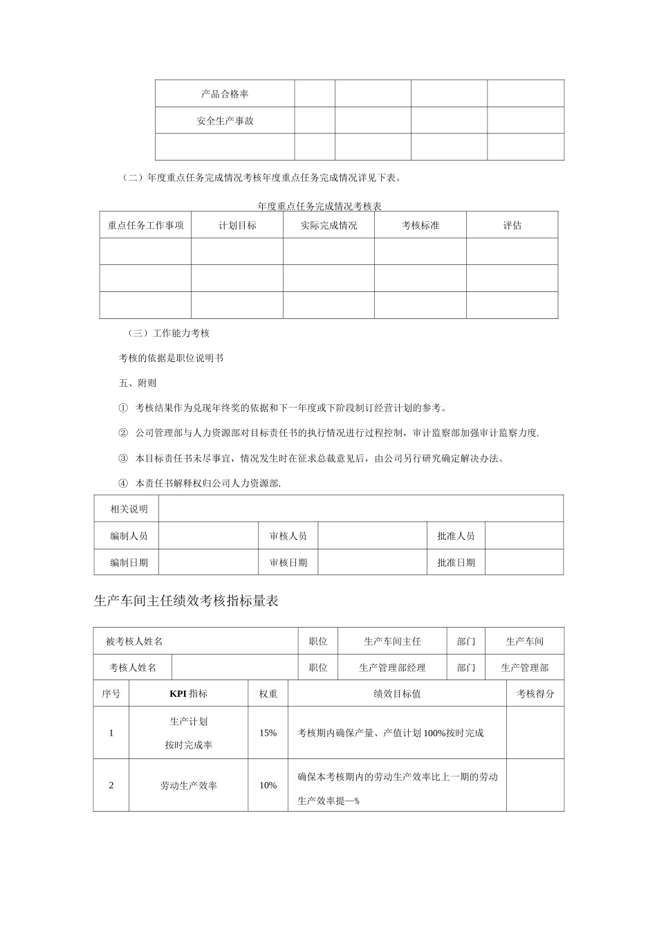 生产经理绩效考核KPI指标量表_第3页