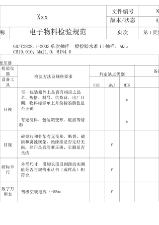 电子物料检验规范