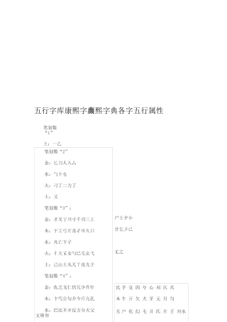 康熙字典各字五行属性