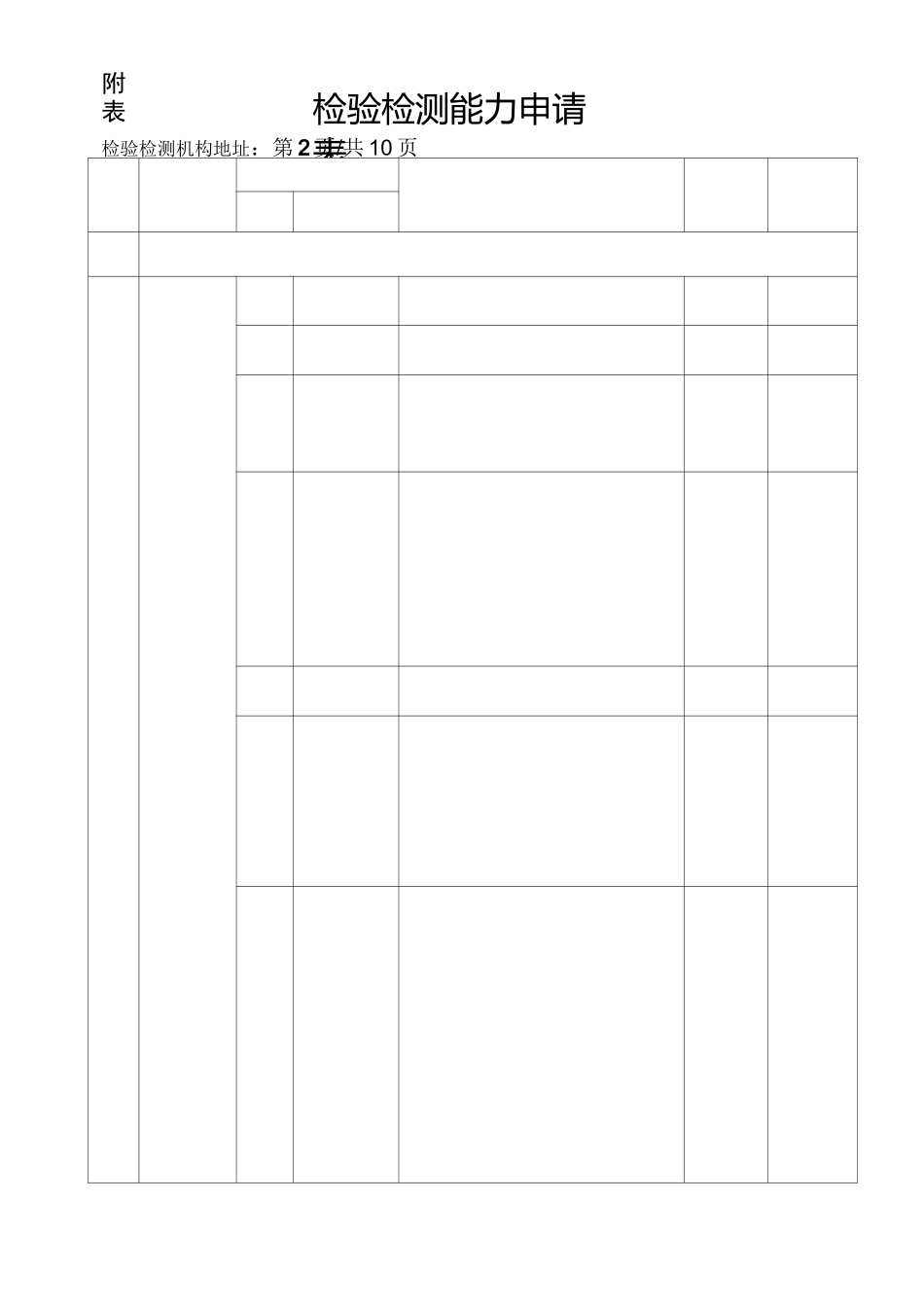 检验检测能力申请表附表1_第2页