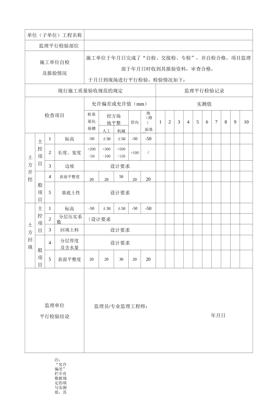 监理平行检验记录表_第1页