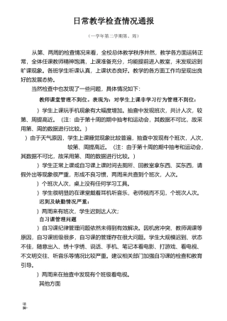日常教学检查情况通报