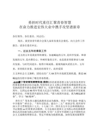 省青联工作报告