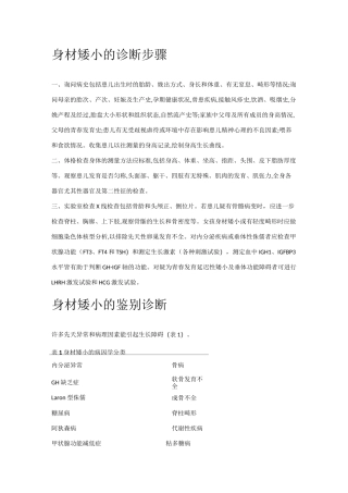 身材矮小的诊断步骤