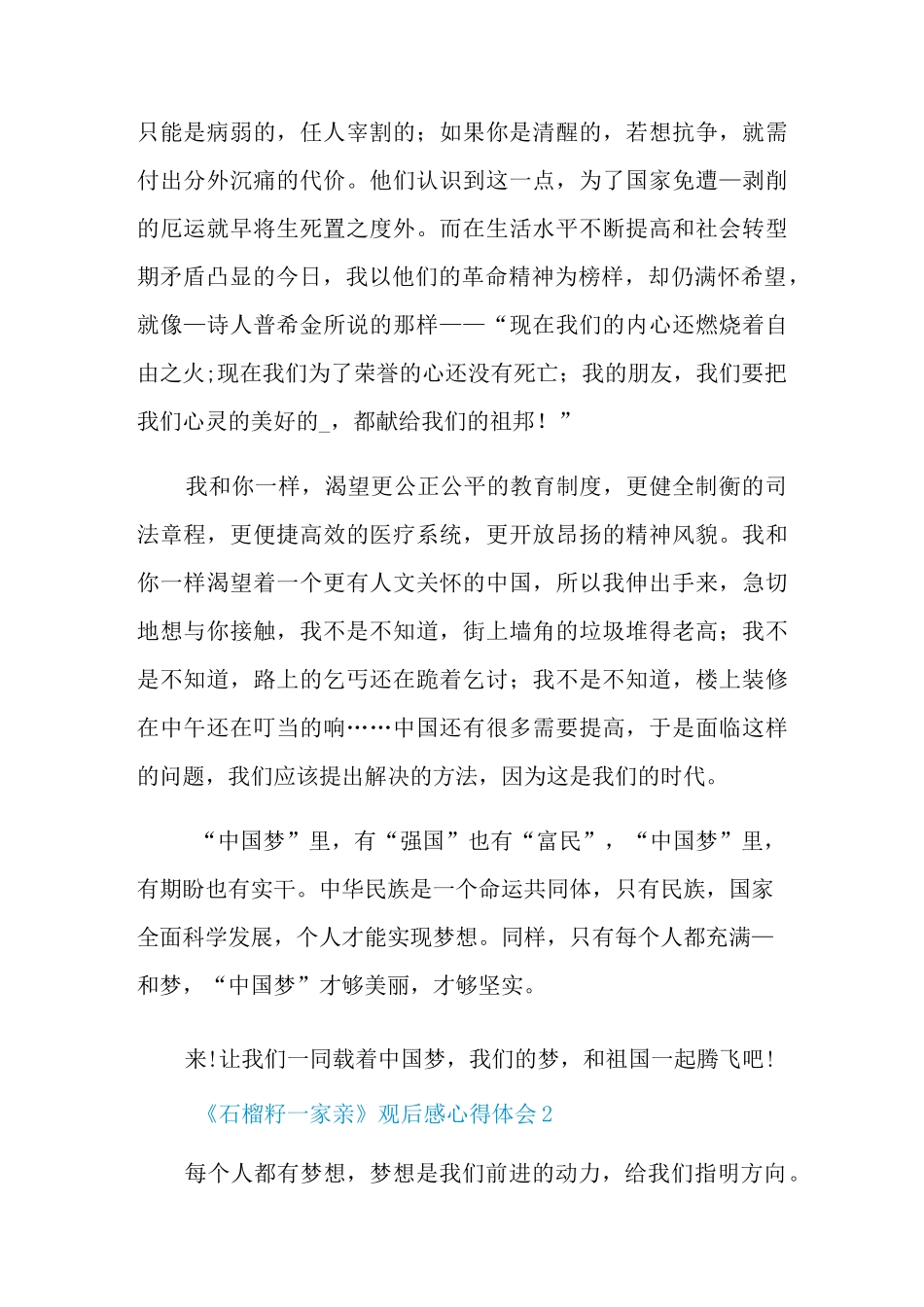 《石榴籽一家亲》观后感心得体会范文(10篇)_第3页