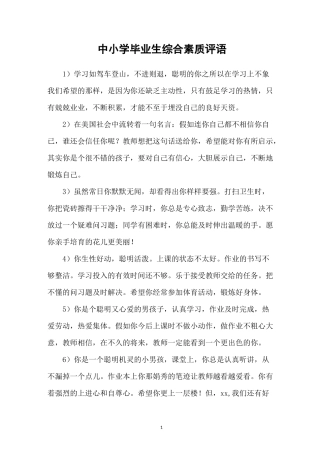 中小学毕业生综合素质评语