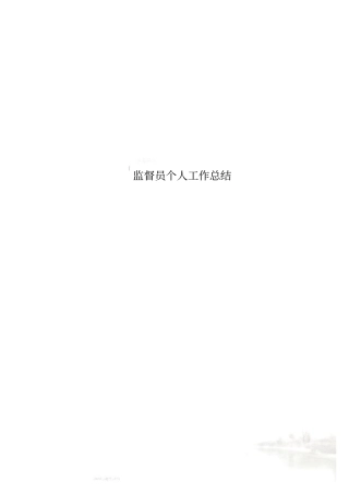 监督员个人工作总结