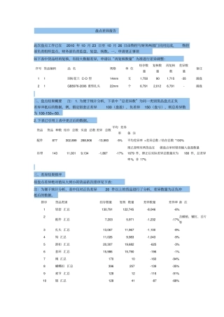 盘点差异报告