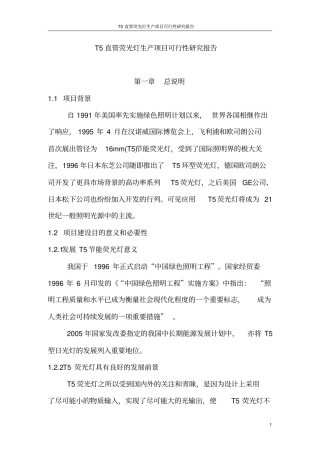 直管荧光灯生产项目可行性研究报告代项目可行性研究报告