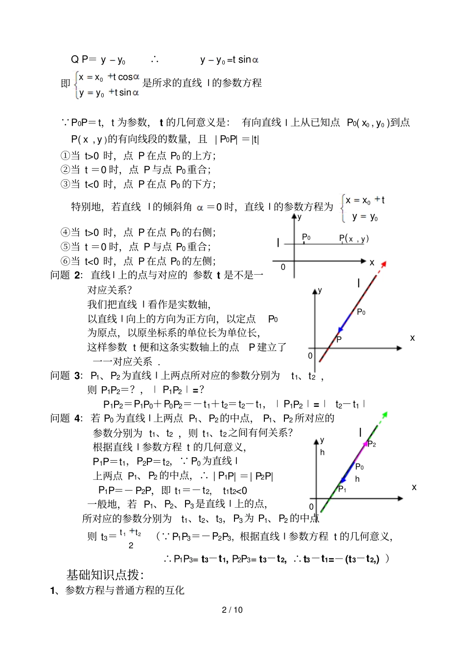 直线参数方程附其应用学案_第2页
