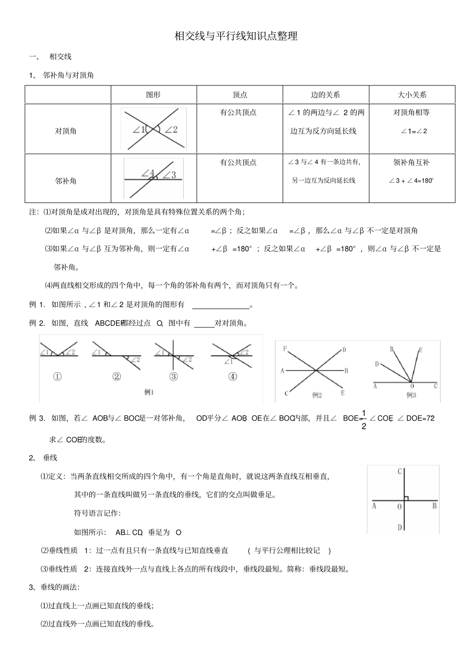 相交线与平行线知识点整理与练习_第1页