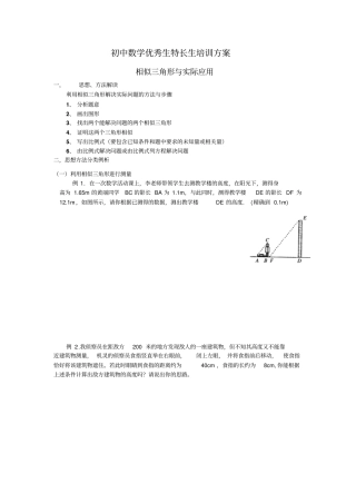 相似三角形与实际应用