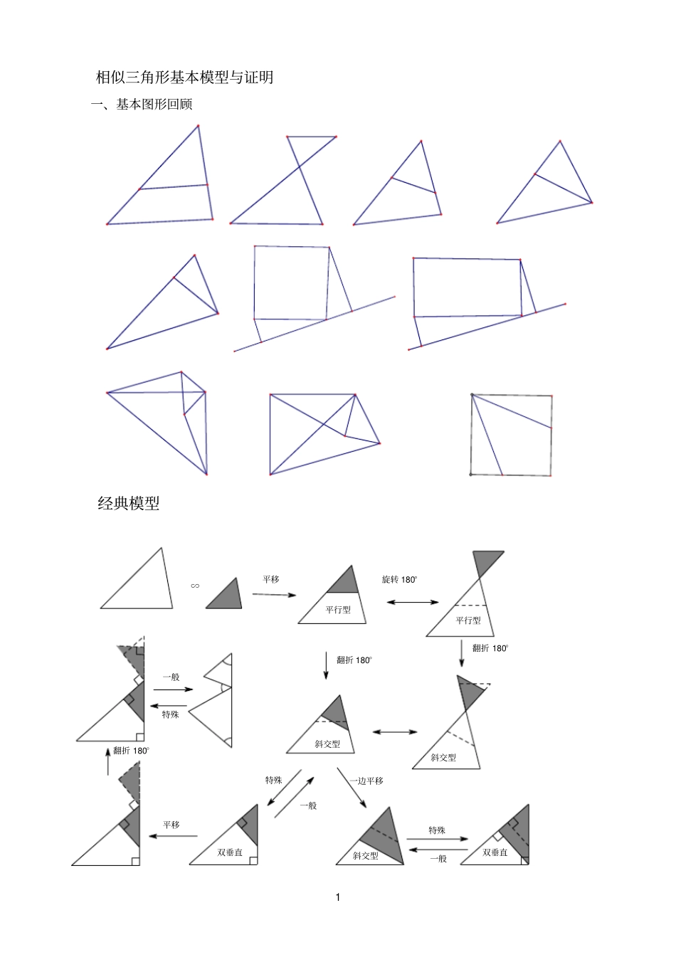 相似三角形基本模型与证明_第1页