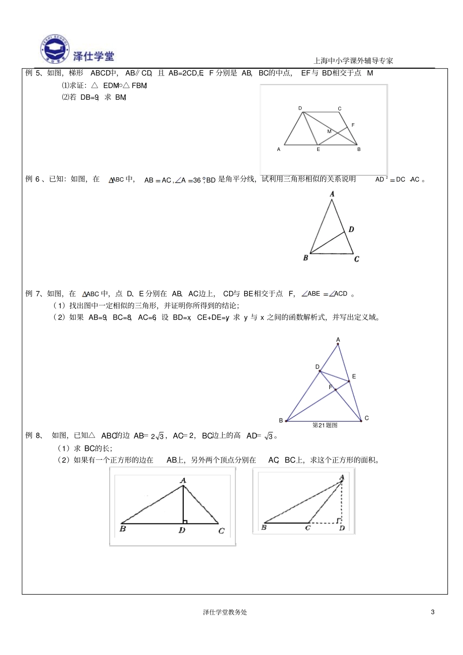 相似三角形的判定和性质讲义丁鹏程_第3页