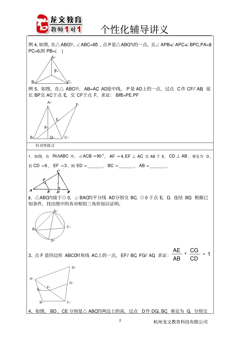 相似三角形的判定辅导讲义_第2页