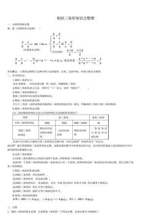 相似三角形知识点整理及习题