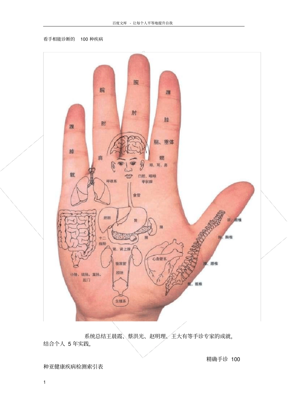 看手相能诊断的100种疾病_第1页