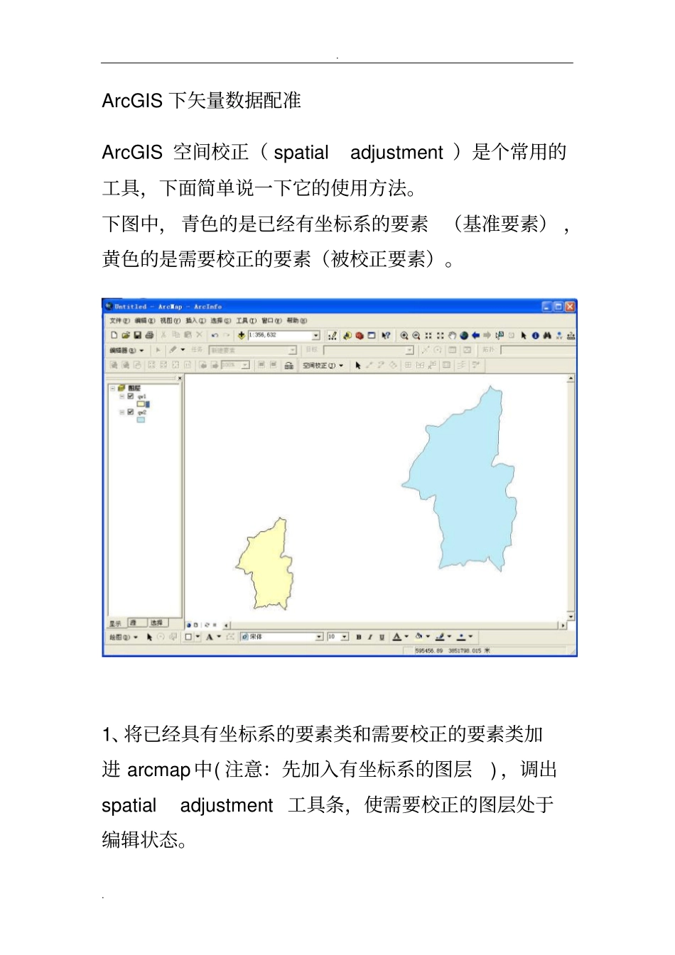矢量数据配准具体步骤ARCGIS软件_第1页
