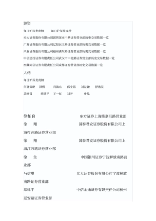 知名游资席位一览及介绍包含江湖版