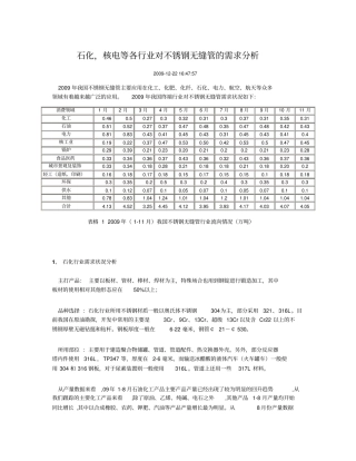 石化,核电等各行业对不锈钢无缝管的需求分析