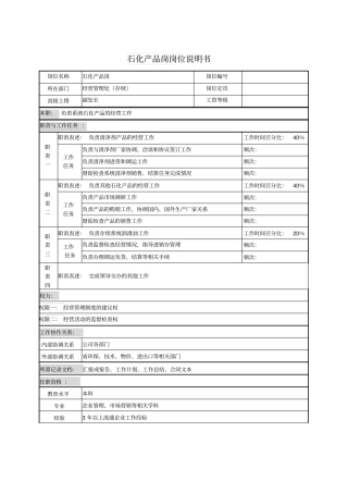 石化产品岗岗位说明书