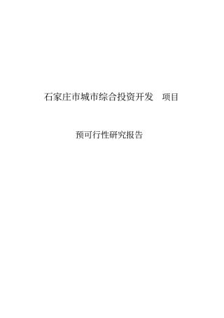 石家庄城综合投资开发项目预可行性研究报告