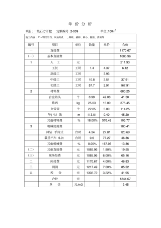 石方单价分析