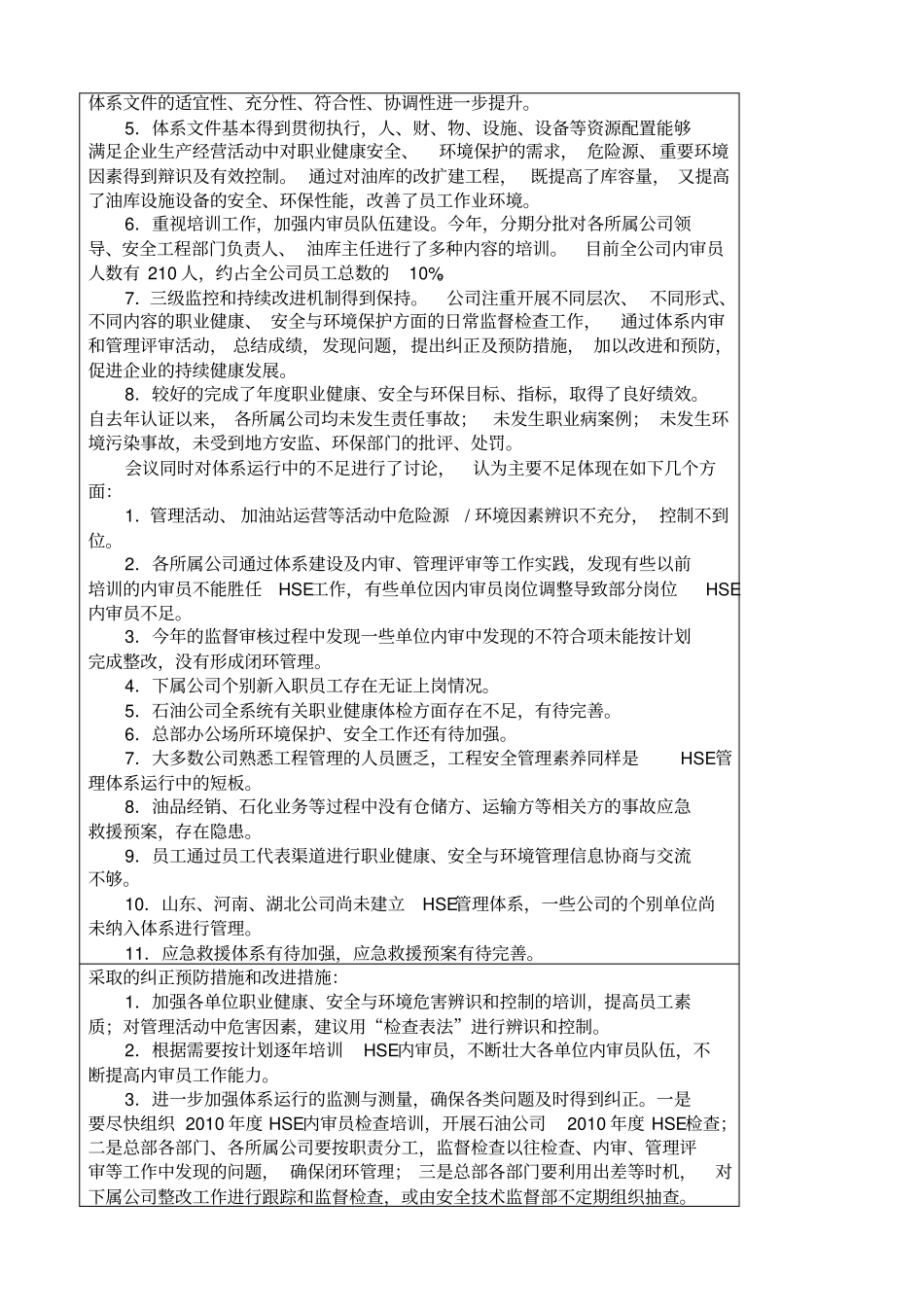 石油公司HSE管理评审报告_第2页