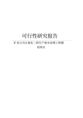 矿业公司五氧化二钒生产废水处理工程建设项目可行性研究报告