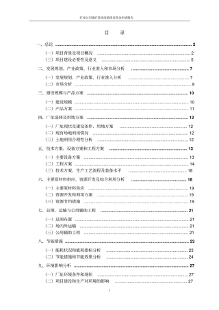 矿业公司选矿技术改造项目资金申请报告