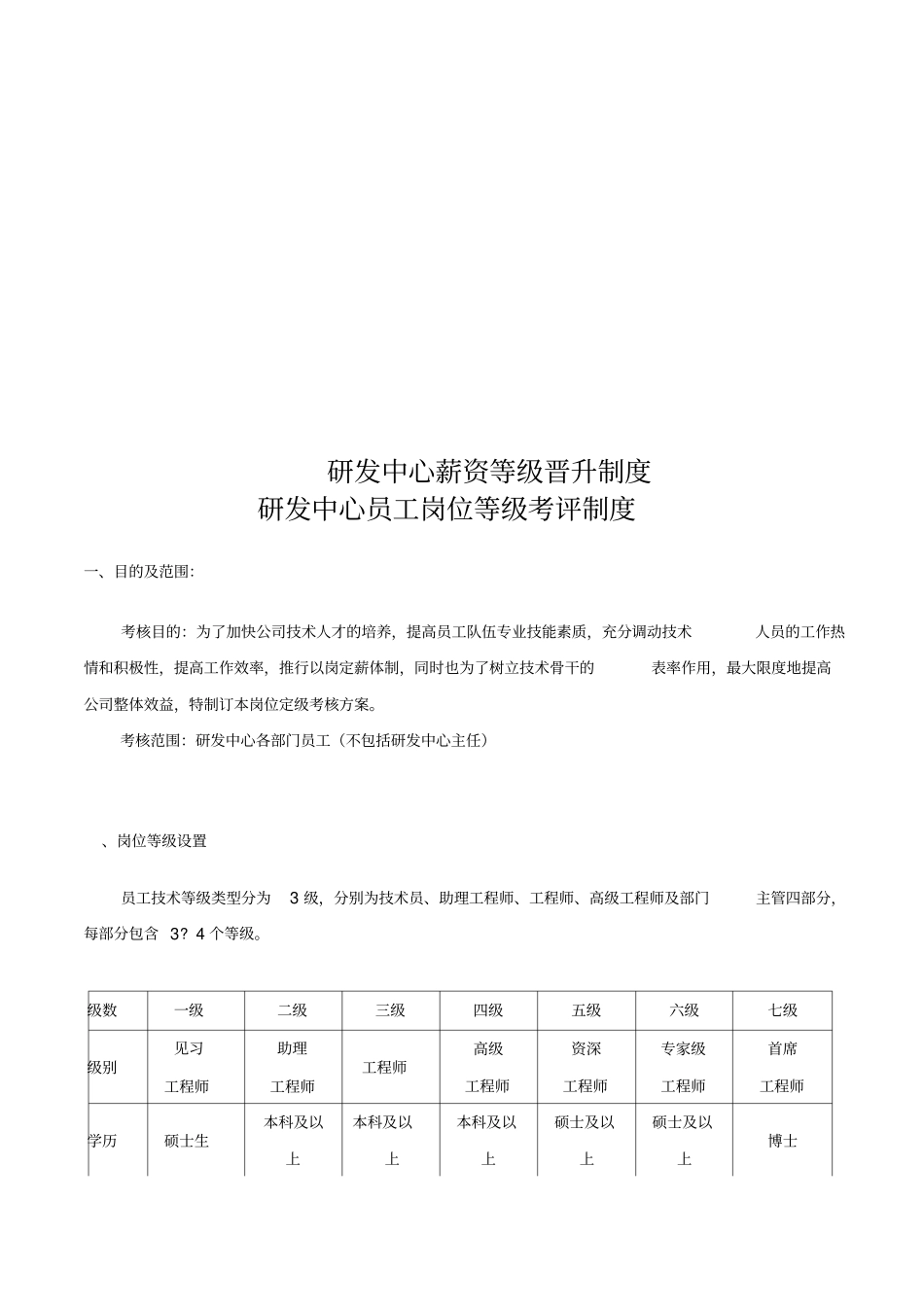 研发中心薪资等级晋升制度_第1页