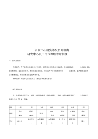 研发中心薪资等级晋升制度