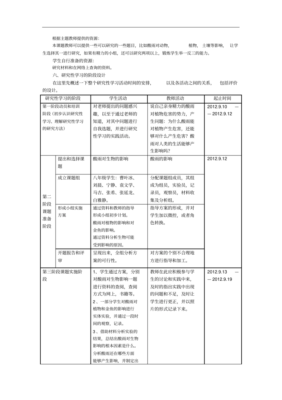 研究性学习设计方案模板_第2页