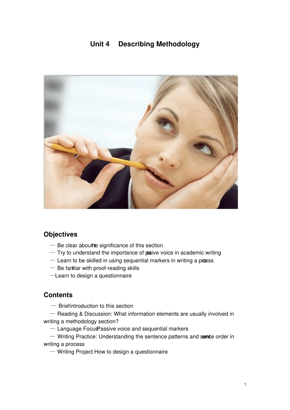 研究生学术英语写作教程Unit4DescribingMethodology推荐文档_第1页