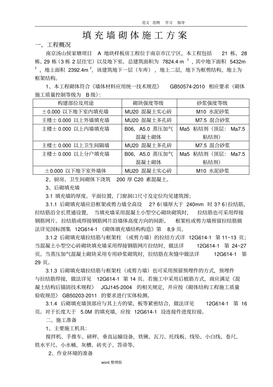 砖砌体专项工程施工组织方案_第2页