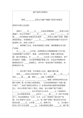 破产原因分析报告