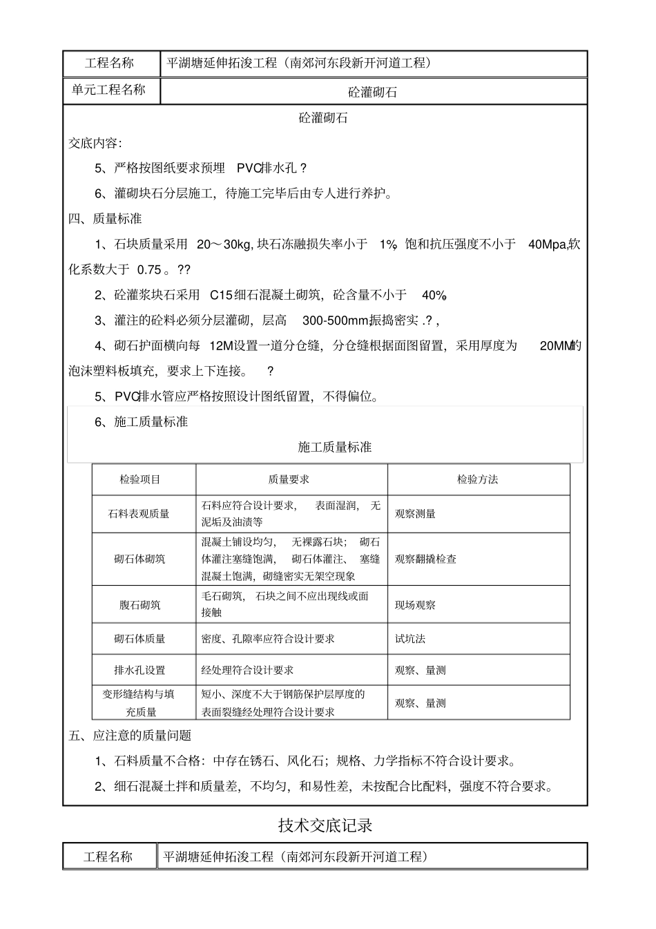 砼灌砌石技术交底记录_第2页