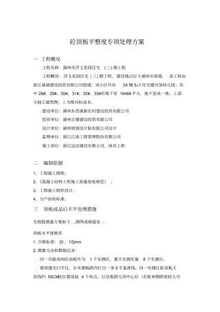 砼顶板平整度专项处理方案