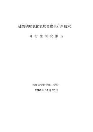 硫酸钠过氧化氢加合物生产新技术可行性研究报告优秀可研