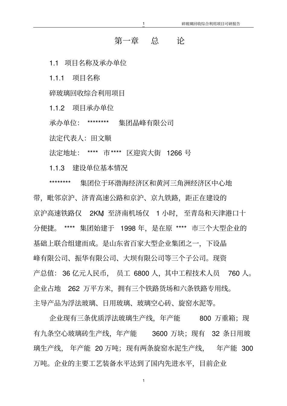 碎玻璃回收综合利用项目可行性研究报告书-版本_第1页